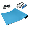 RubberStat Dual Layer ESD Compliant Workstation Rubber Table Mat Kit, Soldering, Cell Phone Repair, with Wrist Strap Set and Ground Cord - 24"x30" Blue