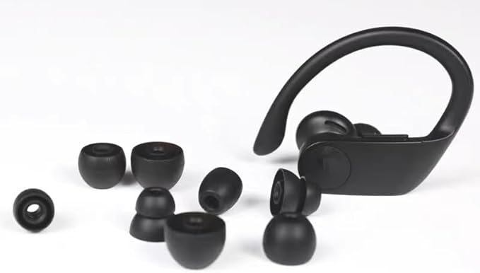 8 Pairs Replacement Silicone Earbuds Tips for Powerbeats Pro & Beats Flex/BeatsX Headphones, 4 Sizes Soft Flexible Noise Reduction Eartips Compatible with Beats Flex Earbuds Replacement Tips (Black)