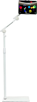 Tablet Floor Stand Holder, 360 Degree Rotating with Height Adjustable Stand Compatible with 4.7"-13" Phone/Tablet, Kindle, 63" Phone Stand, Aluminum Alloy, for Bed,Sofa,Desk（White）