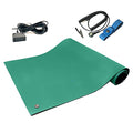 RubberStat Dual Layer ESD Compliant Workstation Rubber Table Mat Kit, Soldering, Cell Phone Repair, with Wrist Strap Set and Ground Cord - 24"x48" Green