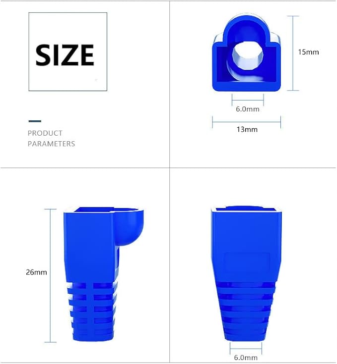 50 Pcs Cat5 Cat5E Cat6 Strain Relief Boot, RJ45 Plug Connector Cover Modular Network Plug Connector Cap Cable Connector Boots, White