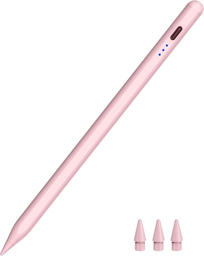 Pen for iPad 2018-2025, HATOKU 15 Mins Fast Charging Pencil 1st Gen with Tilt & Palm Rejection Compatible with iPad Air 3/4/5/M2/M3, iPad mini 5/6, iPad 6/7/8/9/10/11, iPad Pro 11"/12.9"/M4 (Pink)