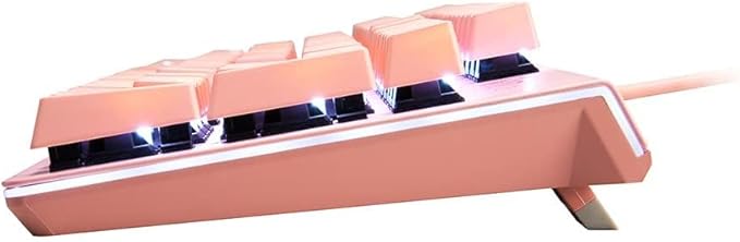 i-rocks K75M Illuminated Mechanical Keyboard, 104 Keys, with Cherry MX Switches, Backlit LED Light and Shortcut Keys - Programmable Light & Macro Recorder (Cherry MX Blue Switch, Pink)