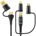 USB C to Multi Charging Cable, USAMS 100W 6.6FT 5A Type C to Type C Fast Charger Charging Cord with LED Display 5-in-1 C/A to C/Micro/IP Sync Charger Adapter Compatible for Laptop/Tablet/Phone