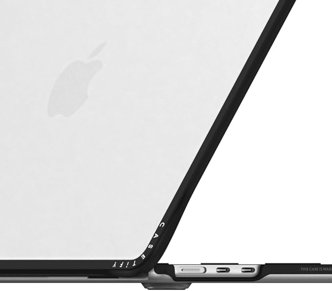 CASETiFY Impact MacBook Air 13.6" (M2-M4) Case [Cushioned Impact Corners/Scratch-Resistant/Anti-Slip Grip] - Chrome Doodles - Clear Black