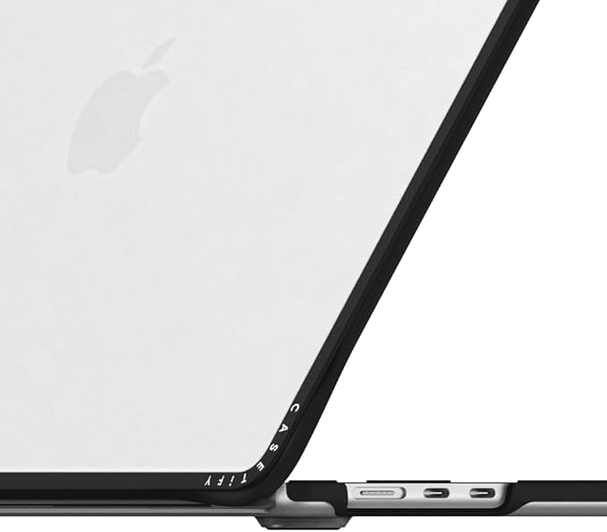 CASETiFY Impact MacBook Air 15" (M2-M4) Case [Cushioned Impact Corners/Scratch-Resistant/Anti-Slip Grip] - Small Blue Flowers - Clear Black