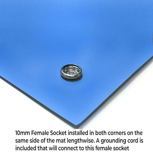 RubberStat Dual Layer ESD Compliant Workstation Rubber Table Mat Kit, Soldering, Cell Phone Repair, with Wrist Strap Set and Ground Cord - 24"x16" Royal Blue