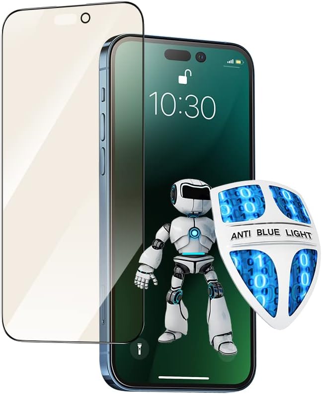 PERFECTSIGHT Sapphire Anti Blue Light Screen Protector Designed for iPhone 14 Pro Max - Medical-Grade Eye Protection - HD Clear Filter 6 Radiations Shatterproof Diamond Hard Tempered Glass (6.7 inch)