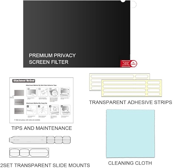 21 Inch (Measured diagonally) 16:10 Wide -Monitor Privacy Screen Filter - Width 17.8 Inch (452 mm), Height 11.14 Inch (283 mm) Except Edges - Please Check The Dimensions of The Screen!