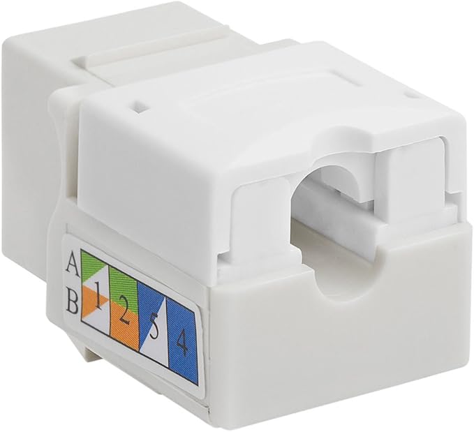 Cmple - RJ45 Keystone Jack 90 Degree Cat6 Keystone Jack Insert Punch Down RJ45 Connectors Female for Wall Plates, Patch Panels, Patch Cables, Ethernet Cables - White