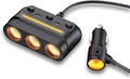 3 - in - 1 Cigarette Lighter Adapter with PD/QC Fast Charging, Independent Switches Car Charger, RGB LED Indicator Lights - Universal Cigarette Lighter USB Charger for Cars, SUVs