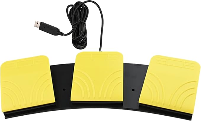 USB Foot Pedal for PC Gaming,Optical Control Foot Switch,Computer Map Mouse Keyboard Hotkey Combination Key Keypress Simulator Program Page Turner Transcription HID (Triple Pedal)