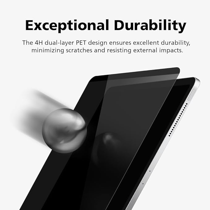 360° 4-Way Magnetic & Nano Adsorption Privacy Screen Protector for iPad Pro 11 Inch M4 2024 | Detachable, Anti-Spy, Anti-Fingerprint | Works in Both Landscape & Portrait Modes