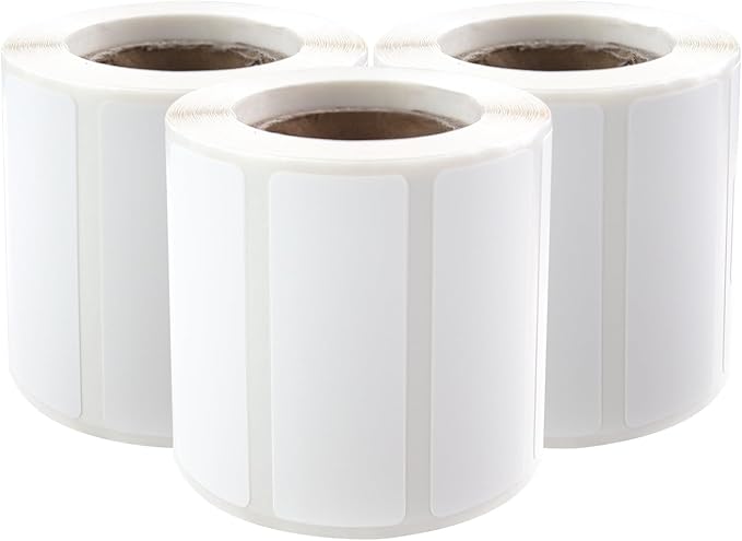 PUQU 30x15mm Direct Thermal Sticker Labels, Self-Adhesive All-Purpose Label Maker Tape, Compatible with AQ Series Label Printer, Refills Standard Laminated Office Labeling, 3 Rolls, 1200 Labels