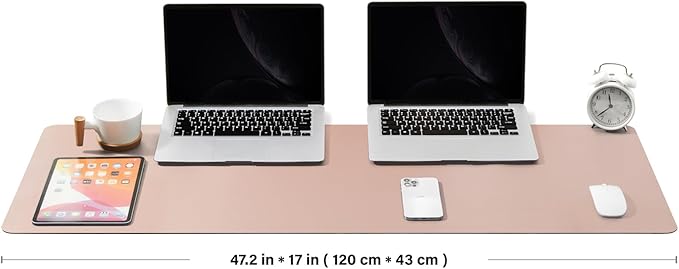 Large Cork Desk Mat - 47.2"x 17" Desk Pad for Office and Home - Ideal for Large Mouse Pad and Desk Mats on Top of Desks(Pink)