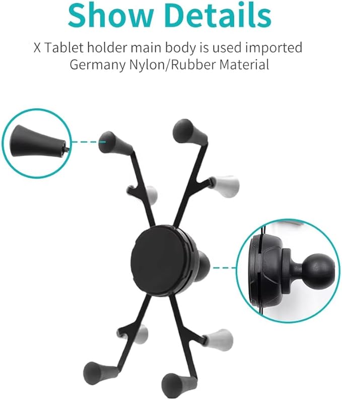 Strg Tablet Mount with Drill Round Base Mount for All 6" iPad/Samsung Tablets, Spring-Loaded Tablet Holder Great for Cars, Commercial Vehicles, Trucks, and Wall Mounting etc