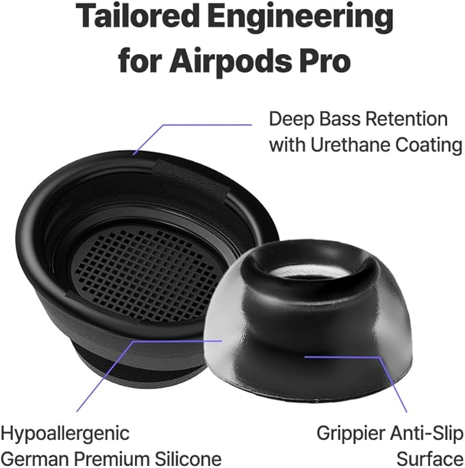 AZLA Crystal for Airpods Pro 1st & 2nd Gen (2-Pair, SS) – Airpod Pro Ear Tip Replacement – Airpod Pro Tips with Premium Silicone