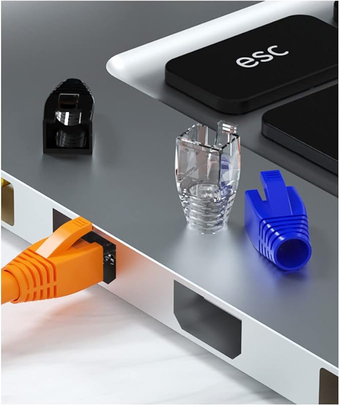 50 Pcs Cat7 Cat7A Cat8 Strain Relief Boot, RJ45 Plug Connector Cover Modular Network Plug Connector Cap Cable Connector Boots, Purple
