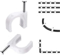 Cable Clips, 100 Pcs, 8mm, Wire Wall Clips with Steel Nails, Cable Management Organizer Clips, Cable Tacks Coax Holder Clips, RG6 RG59 CAT6 RJ45 Cable Cord Clips, White