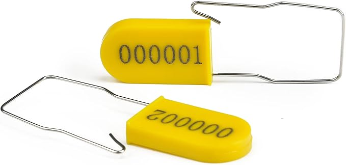 500PCS Plastic Padlock Security Seals Metal Wire Padlocks Electric Meter Seal Disposable Anti-Tamper Lock Numbered Anti Tamper Tag Hasps Yellow