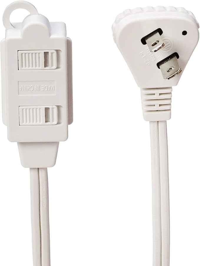 Amazon Basics 6 foot 2-Prong Indoor Rectangle Extension Cord Power Strip - Flat Plug - 13 Amps, 1625 Watts, 125 VAC - 2-Pack, White