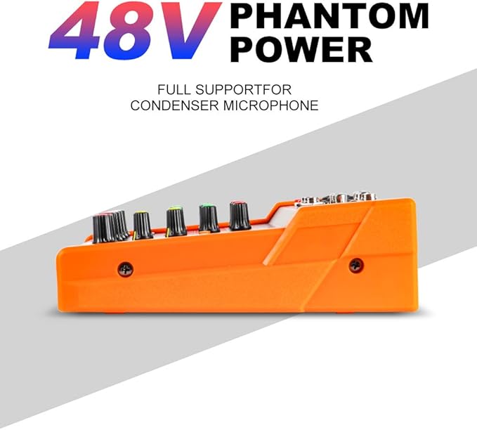 G-MARK Analog Mixer Audio 4 Channel DJ Audio Mixer Bluetooth Studio Karaoke For PC Live Performance KTV Home Stage Music Effects Sound Card Protable Mixing Console