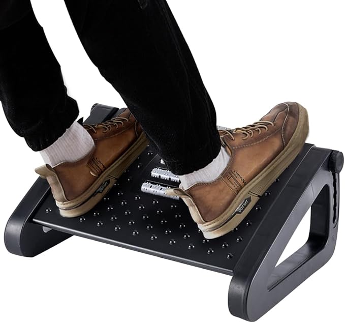Foot Rest, Six Heights Adjustable Foot Rest for Under Desk at Work, Ergonomic Foots Stool for Under Office Desks, Under Desk Footrest with Foot Massage Roller, Chair Footrest for Leg Rests