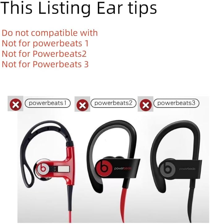 Replacement Ear Tips for Beats Urbeats2.0 Tour2.0 ibeats Beats x, Beats Flex Secure Fit for Powerbeats Pro Silicone Earbuds Washable Sweat-Resistant Noise Isolation 8 Pairs (Black)