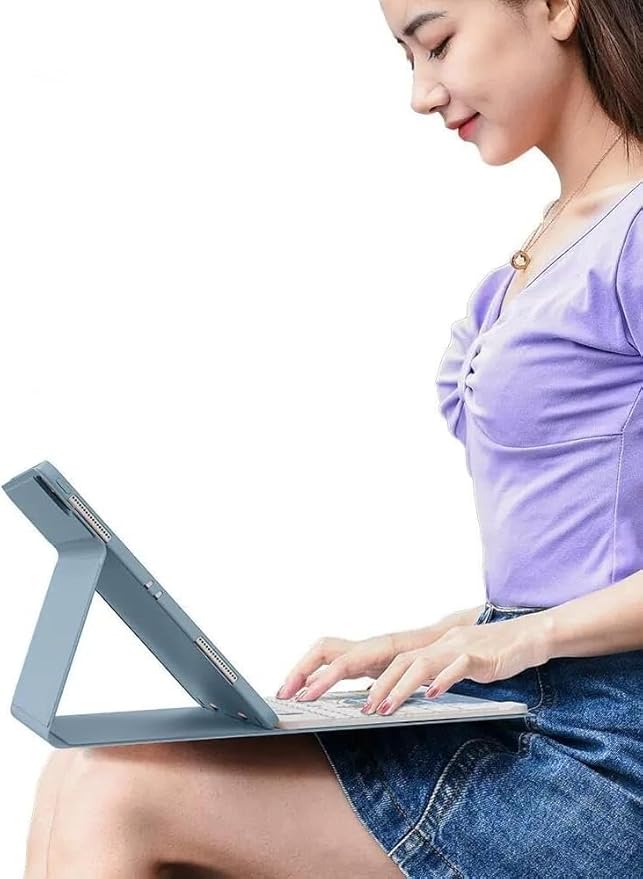 for iPad 9.7 inch 6th/5th Generation, Air 2, Air, iPad Pro 9.7 Keyboard Case with Mouse and Rainbow Backlit Detachable Bluetooth Keyboard Cover,Misty Blue