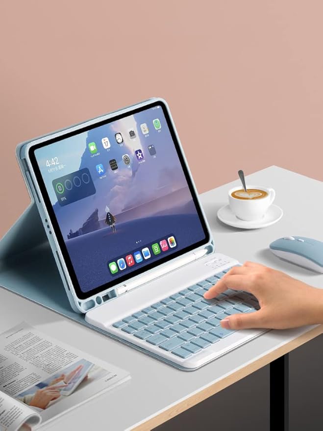 AnMengXinLing Keyboard Case for iPad Pro11 2022/2021 with Mouse Detachable Wireless Keyboard Pencil Holder Slim Smart Cover for iPad Pro 11 inch 4rd Gen/3rd Gen (Blue)