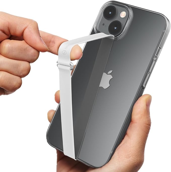 C-Shaped Clip Finger Phone Grip, Sinjimoru Silicone Cell Phone Strap for Phone Case with Clip as Phone Loop Holder for iPhone Case & Samsung Phone. Sinji Loop Clip White 210