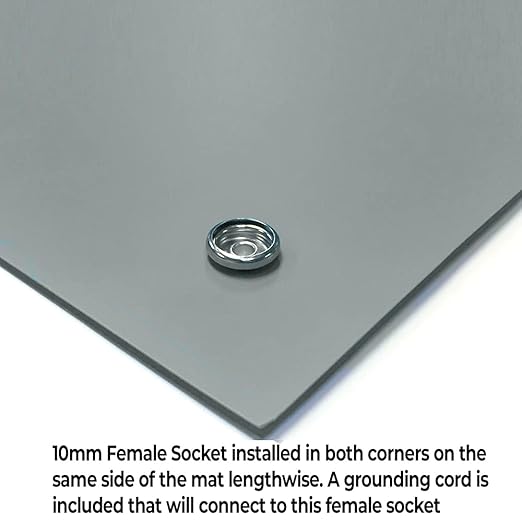 RubberStat Dual Layer ESD Compliant Workstation Rubber Table Mat Kit, Soldering, Cell Phone Repair, with Wrist Strap Set and Ground Cord - 30"x60" Grey