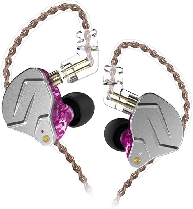 KZ ZSN Pro 1DD+1BA Dual Driver in Ear Earphones Noise-isolating in Ear Monitor with Detachable Cord,Deep Bass Stereo Sound Ergonomic Comfortable Earphones for Audiophile,Musicians(Purle Without Mic)