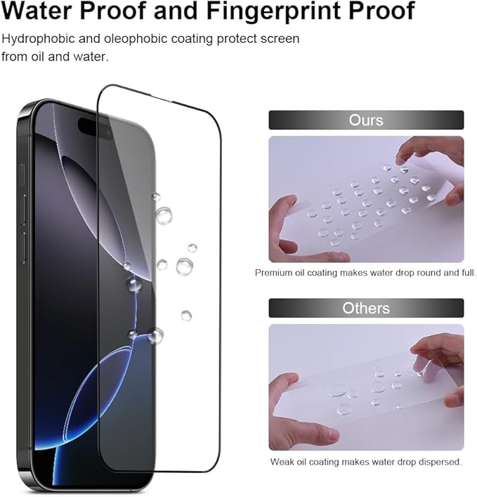2 pack Full 9H+ Military Grade Glass Screen Protector for iPhone 16 Plus + 2 pack Camera Lens Protector with easy Installation Frame Case Friendly Shatterproof Tempered Glass 9H+ Hardness HD Clear Anti-Scratch Glass Full Edge Coverage (6.7) 16 Plus