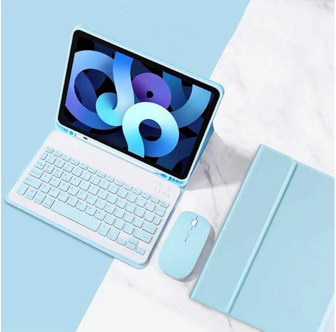 AnMengXinLing Keyboard Case for iPad Pro11 2022/2021 with Mouse Detachable Wireless Keyboard Pencil Holder Slim Smart Cover for iPad Pro 11 inch 4rd Gen/3rd Gen,Sky Blue