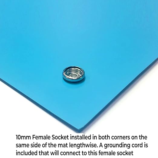 RubberStat Dual Layer ESD Compliant Workstation Rubber Table Mat Kit, Soldering, Cell Phone Repair, with Wrist Strap Set and Ground Cord - 30"x36" Blue