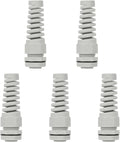 LeMotech 5Pcs NPT 1/2" IP68 Waterproof Cable Gland Flex Spiral Strain Relief Grey Nylon Joint with Gaskets for 6-12mm Wire Thread