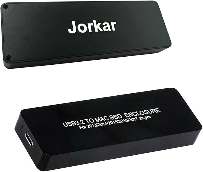 External SSD Enclosure USB-C 3.2 for 12+16 Pin MacBook Air/Pro mid 2013-2017, CNC Hard Drive Case for A1466 A1465 A1502 A1398, Portable SSD Reader Box