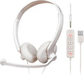 USB Headset with Microphone for PC - Wired Computer Headphones with Noise Cancelling Microphone for Home Office Online Class Skype Zoom Meetings
