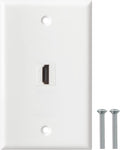 HDMI Wall Plate, 1 Port 4K HDMI Keystone Female to Female Wall Plate-White