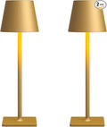 2 Pack Rechargeable Table Lamps, Gold Cordless Lamps - Battery Operated Touch Lamp, Outdoor Table Lights, Waterproof, Wireless, Portable Desk Lamp for Restaurant, Bedroom, Patio(Gold)