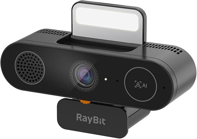 5-in-1 Design 4K Webcam with Speaker and Microphone, Built-in Light, Privacy Cover, AI Auto-Framing Cam, Computer USB C Web Camera for PC, Desktop, Laptop, Mac, Streaming, Video Conference