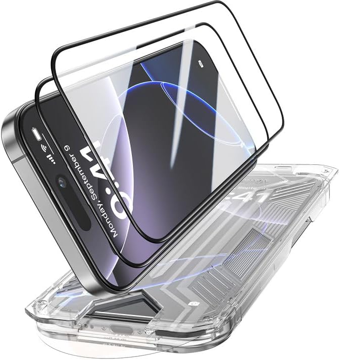 3 Pack for iPhone 14 Pro Tempered Glass Screen Protector:9H+ Durable, Auto Positioning, Bubble Free, High Definition, Easy Installation