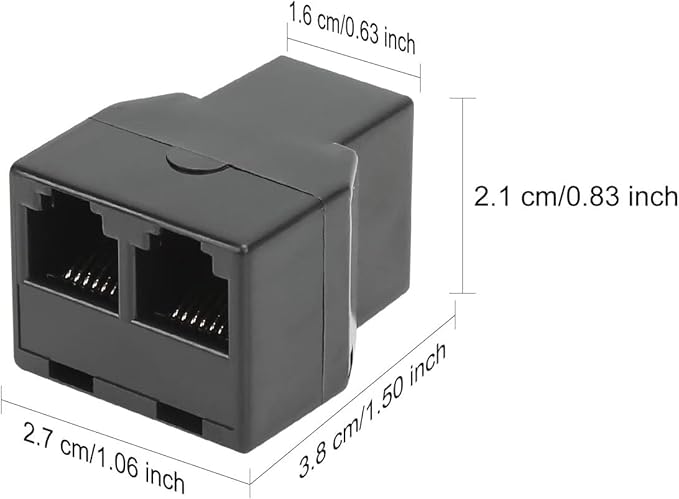 Uvital RJ12 6P6C 3 Female Telephone Line Splitters, Phone Jack Splitter, Telephone Landline Cable Connector and Separator(Black, 30 Pack)