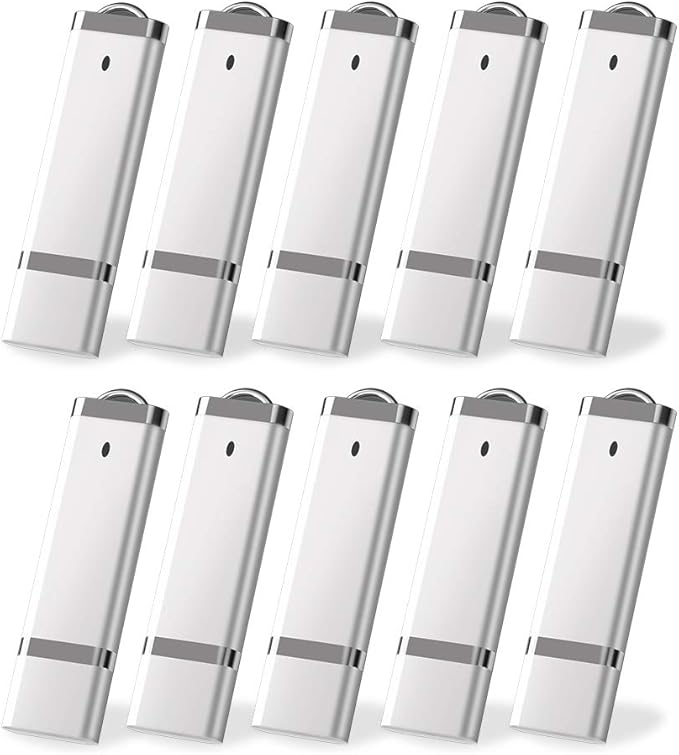 KEXIN 10 Pack 32 GB Flash Drive 32GB USB Flash Drive Thumb Drive USB2.0 Metal Pen Shape Memory Stick Silver 10 Pack