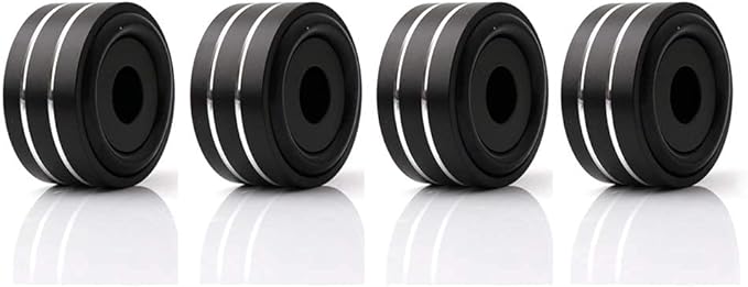 Monosaudio 4Pcs 40x20mm Speaker Isolation Feet Single-sided 3M Adhesives Speaker Spike Pads with Non-Slip Rubber Rings for Audio,Speakers, Subwoofers, Home Theater, Turntable DAC Feet Pad(Black Color)