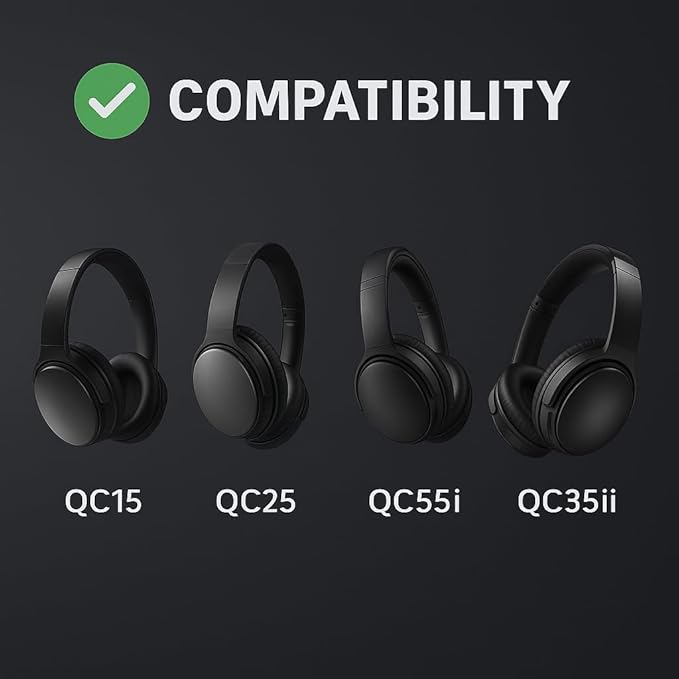 Premium Replacement Ear Pads for Bose QC2, QC35 I & II – Soft Protein Leather & - Image 3