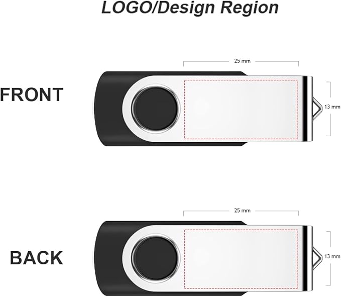 Personalized Flash Drives 128GB, Wooolken Customizable USB 2.0 Thumb Drives 10/20/50/100 Pack, Logo Memory Stick Custom Flash Drive Engraved Logo (Mixcolors)