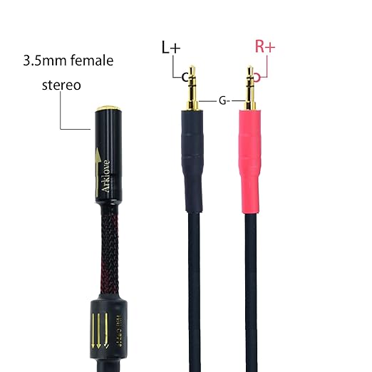 Arklove 18ft Shielded 1/8" aux Input 3.5mm Female to 2X 3.5 Output Splitter Stereo Video Audio Cable Out 3.5 Male to Two 3.5 Male in Dual Speaker Cord 24k Gold Plated