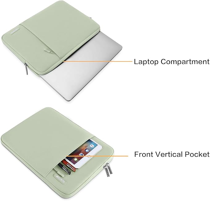 MOSISO Laptop Case 13 inch, 13 inch Laptop Sleeve Compatible with MacBook Air M4 M3 M2 M1 2025-2018 / Pro M2 M1 2025-2016, Polyester Vertical Computer Sleeve Bag with Pocket, Sage Green